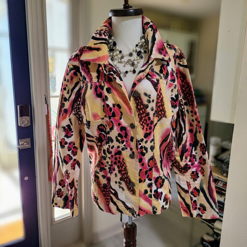 Chico's Sz 3 Additions Bold Animal Print Jacket